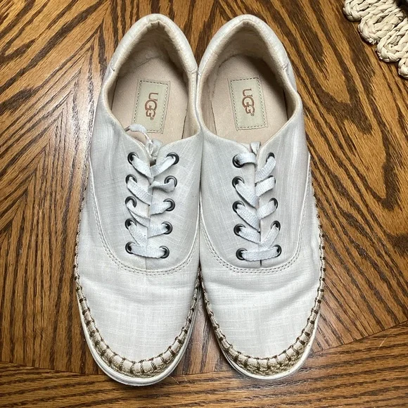 UGG Eyan II Canvas Beige Sneakers 9.5 - Picture 2 of 9